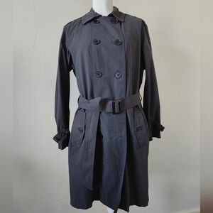 Classic Women's Double-Breasted Trench Coat - Charcoal